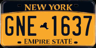 NY license plate GNE1637