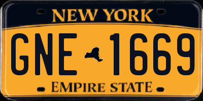 NY license plate GNE1669