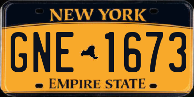 NY license plate GNE1673
