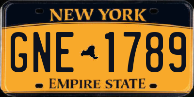 NY license plate GNE1789