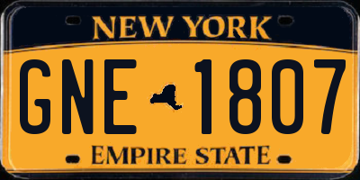 NY license plate GNE1807
