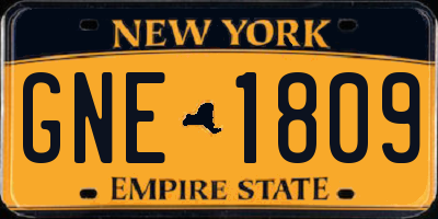 NY license plate GNE1809