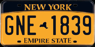NY license plate GNE1839