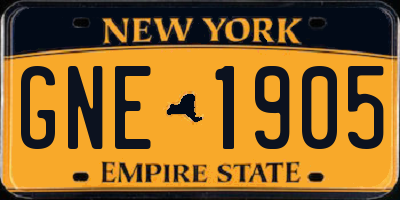 NY license plate GNE1905