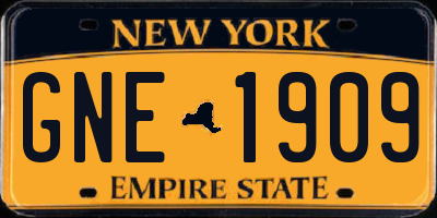 NY license plate GNE1909