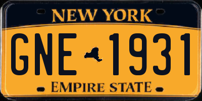 NY license plate GNE1931