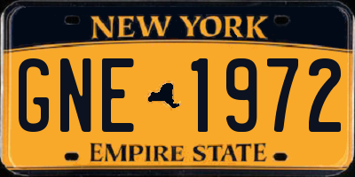 NY license plate GNE1972