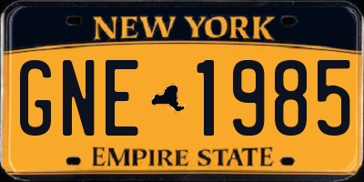 NY license plate GNE1985