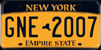 NY license plate GNE2007