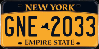 NY license plate GNE2033