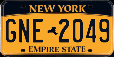 NY license plate GNE2049