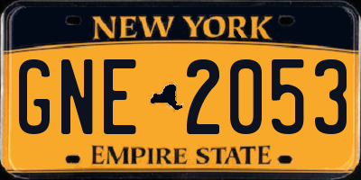 NY license plate GNE2053