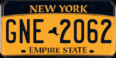 NY license plate GNE2062