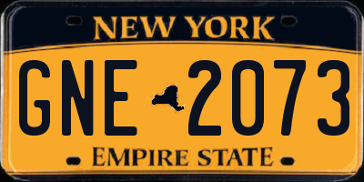 NY license plate GNE2073