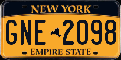 NY license plate GNE2098