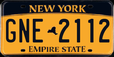 NY license plate GNE2112