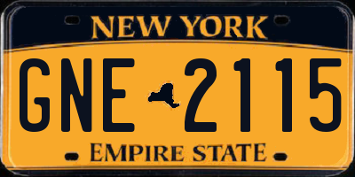 NY license plate GNE2115