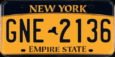 NY license plate GNE2136