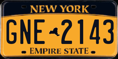 NY license plate GNE2143