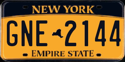 NY license plate GNE2144