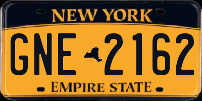 NY license plate GNE2162
