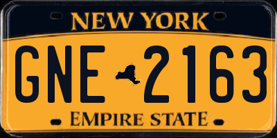 NY license plate GNE2163