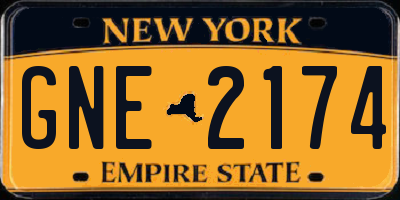 NY license plate GNE2174