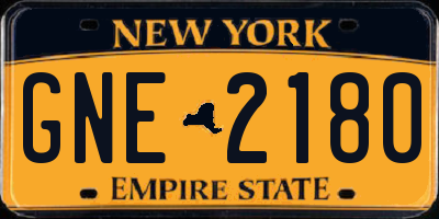 NY license plate GNE2180