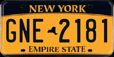 NY license plate GNE2181