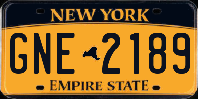NY license plate GNE2189