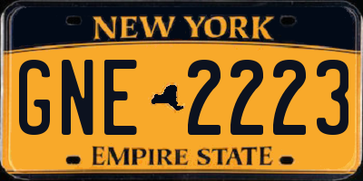 NY license plate GNE2223
