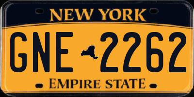 NY license plate GNE2262
