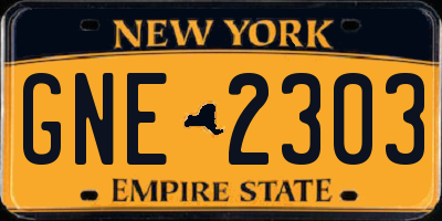 NY license plate GNE2303