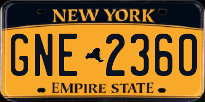 NY license plate GNE2360