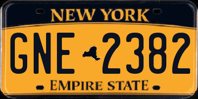 NY license plate GNE2382