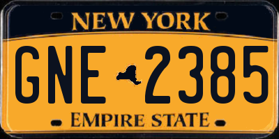 NY license plate GNE2385
