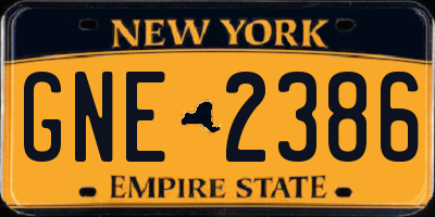 NY license plate GNE2386