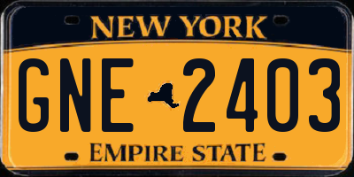 NY license plate GNE2403