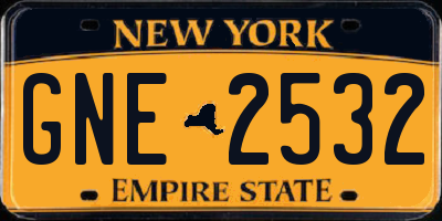 NY license plate GNE2532