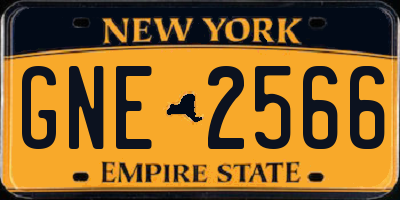 NY license plate GNE2566