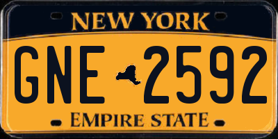 NY license plate GNE2592