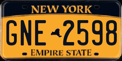 NY license plate GNE2598