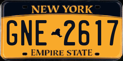 NY license plate GNE2617