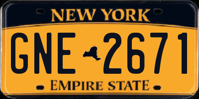 NY license plate GNE2671