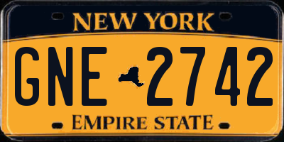 NY license plate GNE2742