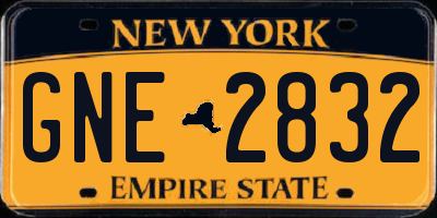 NY license plate GNE2832