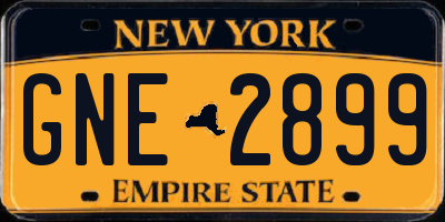 NY license plate GNE2899