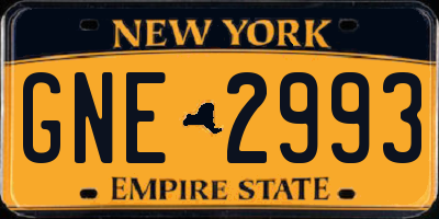 NY license plate GNE2993