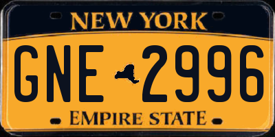 NY license plate GNE2996