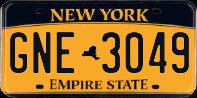 NY license plate GNE3049
